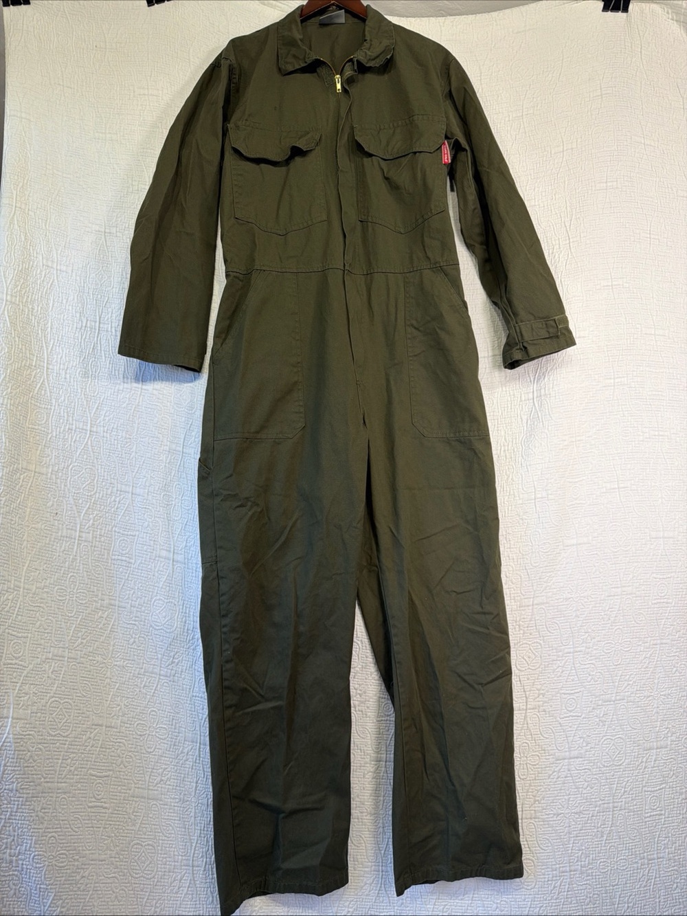 Cotton Coveralls Green Work Idea Mens M Jump Suit Long Sleeve Utility Overalls
